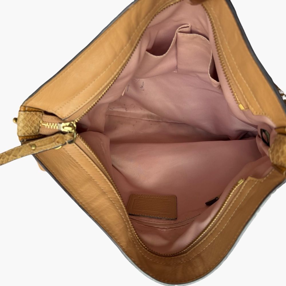 Coach Colette Leather Hobo Bag Tan Python Trim Slouchy Shoulder Bag 16418 - Picture 5 of 15
